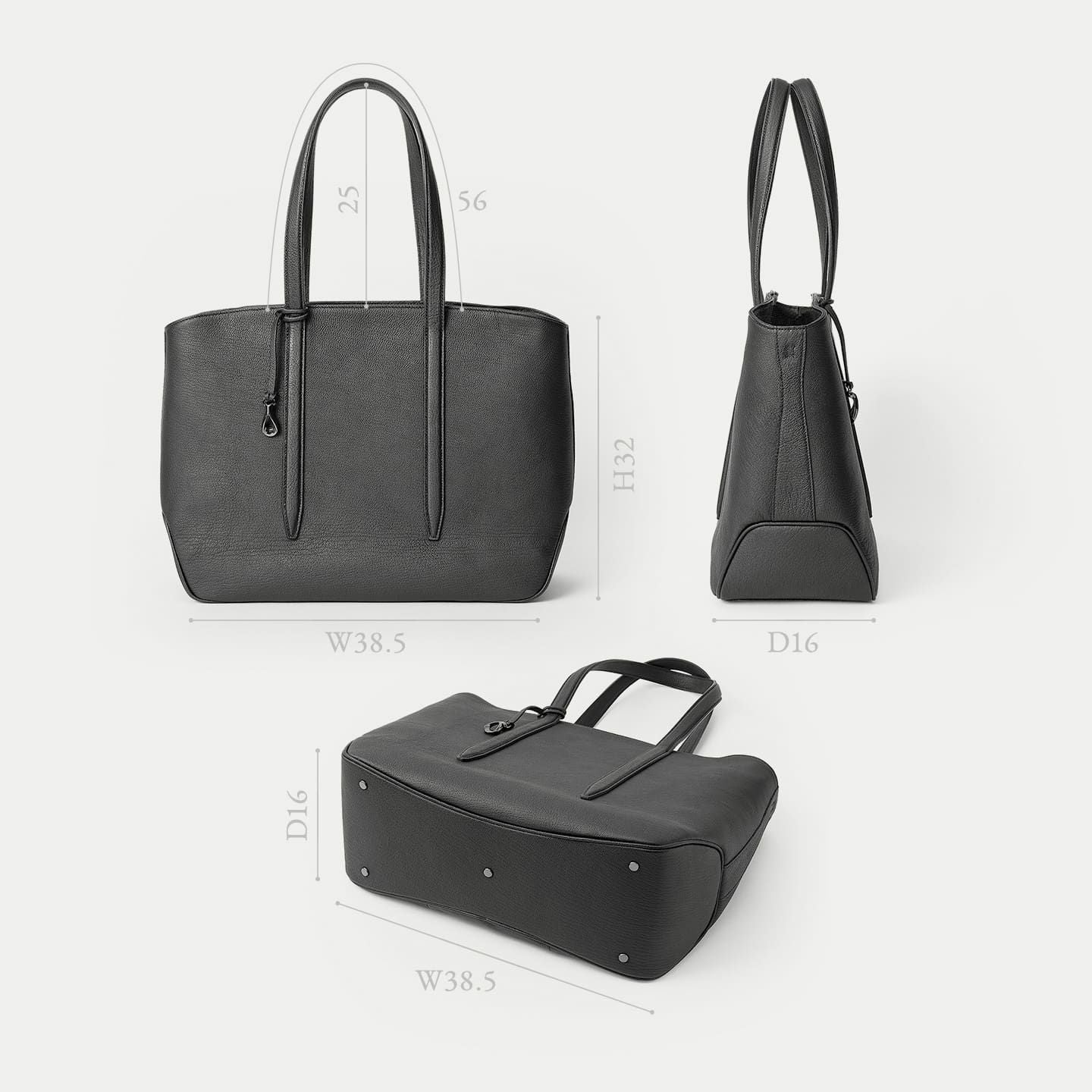 ゴート ファスナートートバッグ（L）《Flexi》 - Black - | ETiAM