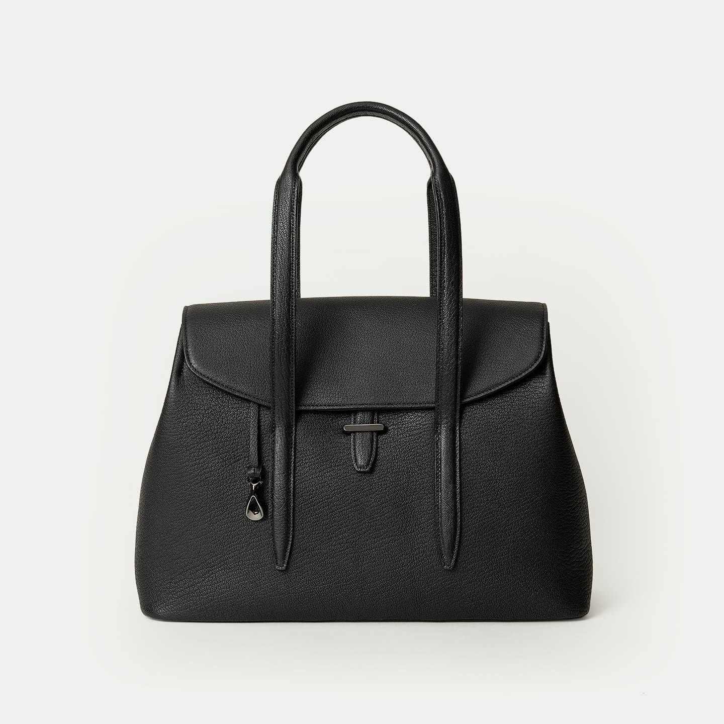 ETiAM ハンドバッグ　ブラック シェーブル ファスナートートバッグ（L）《Flexi》 - Black - | ETiAM
