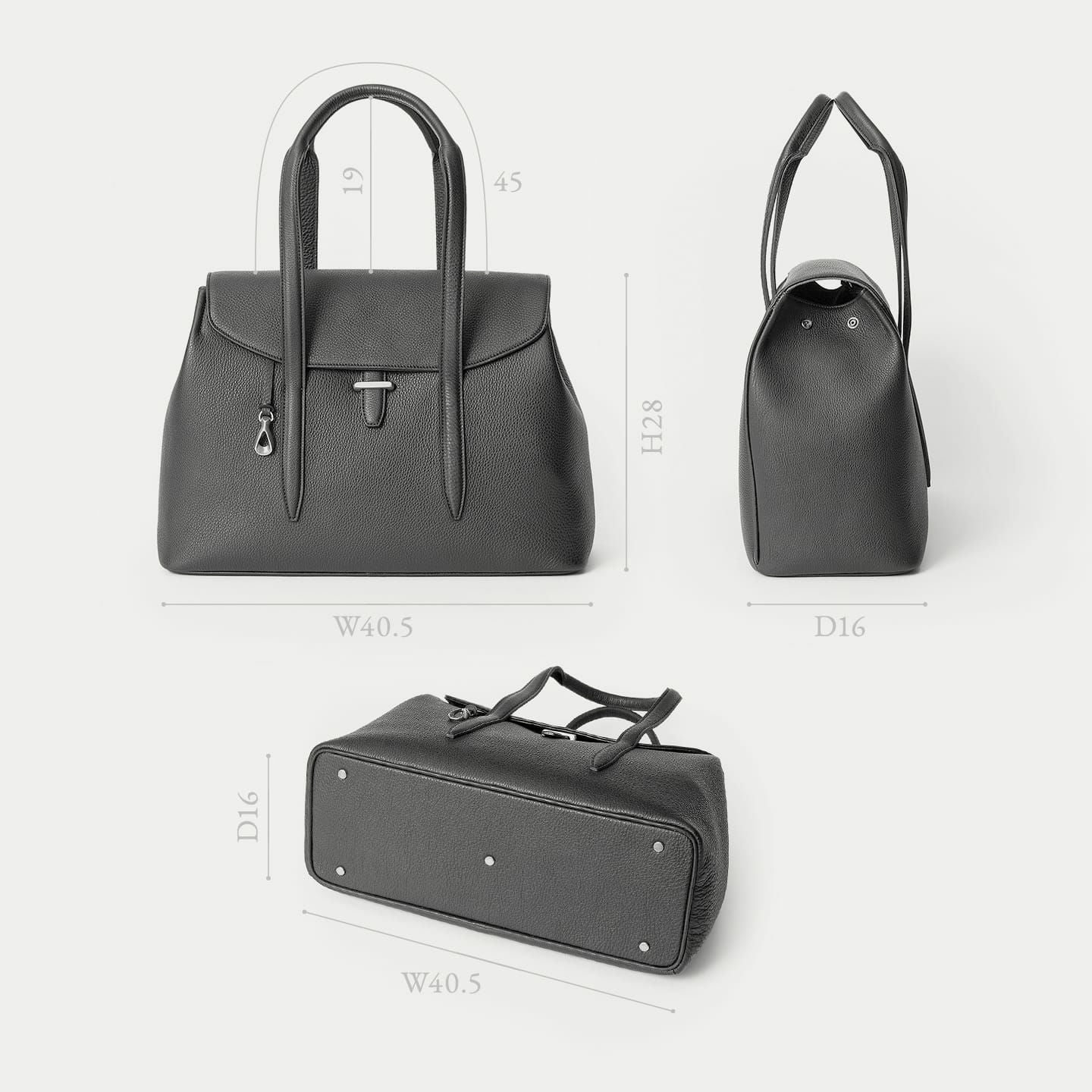 シュリンク フラップトートバッグ(S)《Embrace》 - Black - | ETiAM