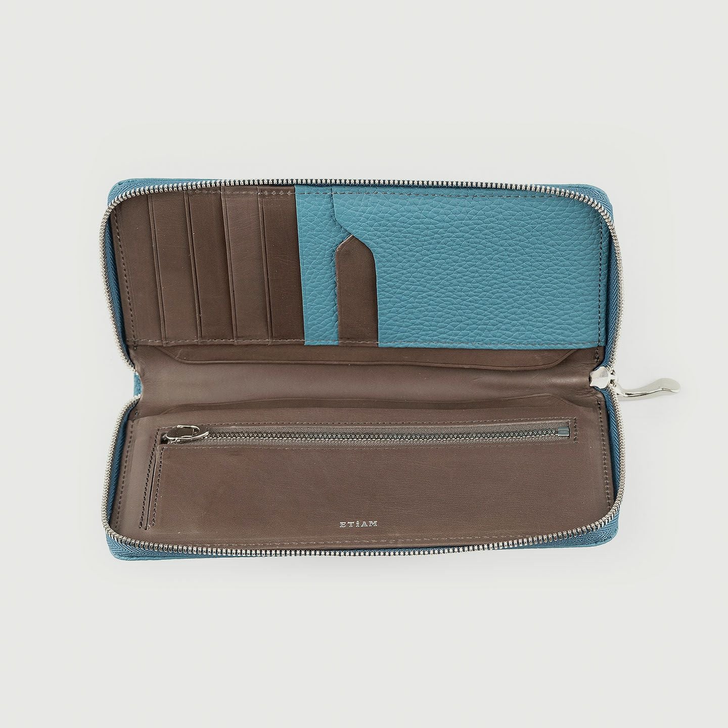 シュランケンカーフ ラウンドジップ長財布 - Light Blue - | ETiAM
