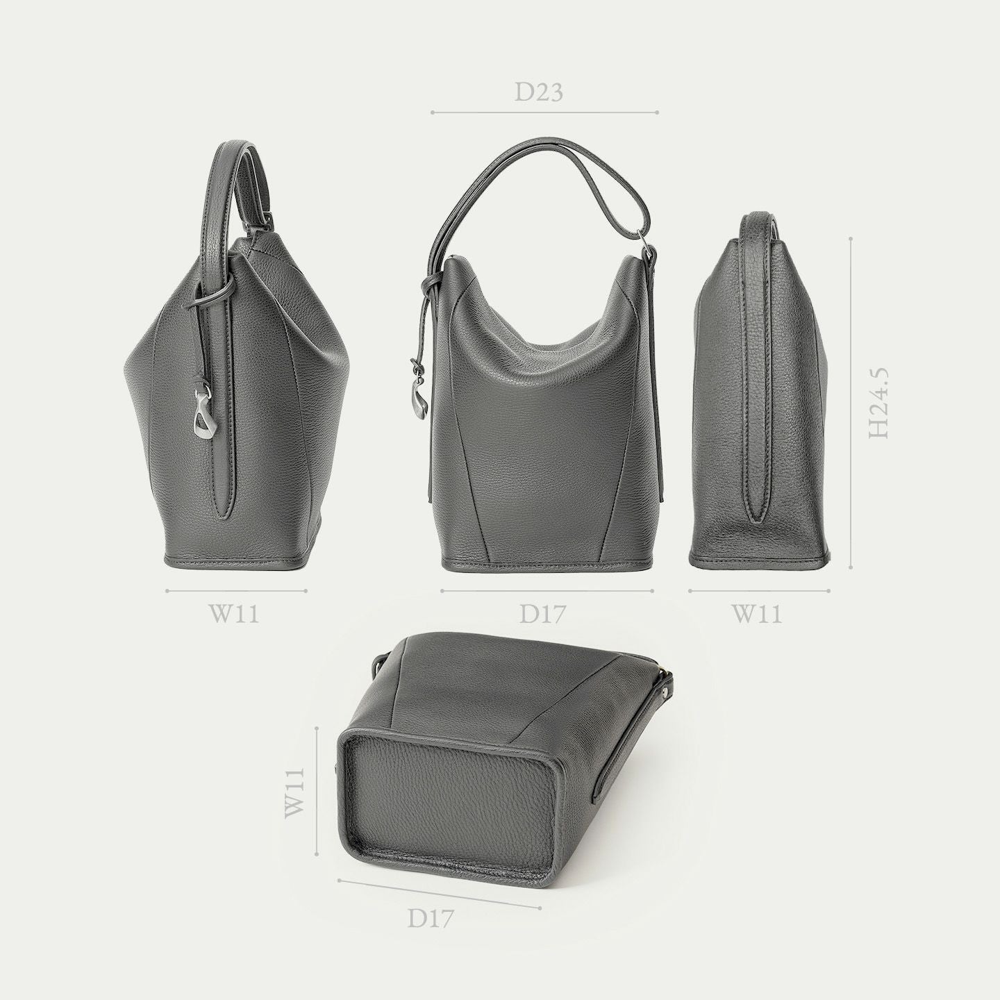 シュリンク ハンド＆バングルバッグ《Follow》 - Black - | ETiAM