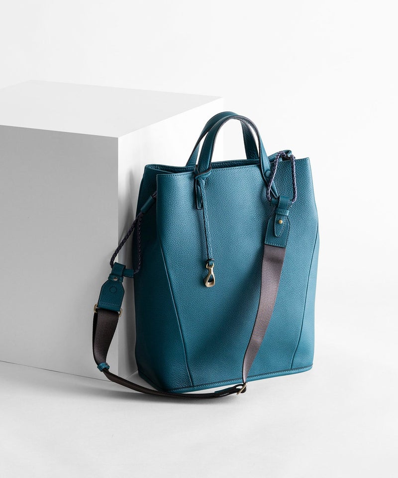 シュリンク ドローストリングショルダーバッグL 《Inflect》 - Turquoise Blue -