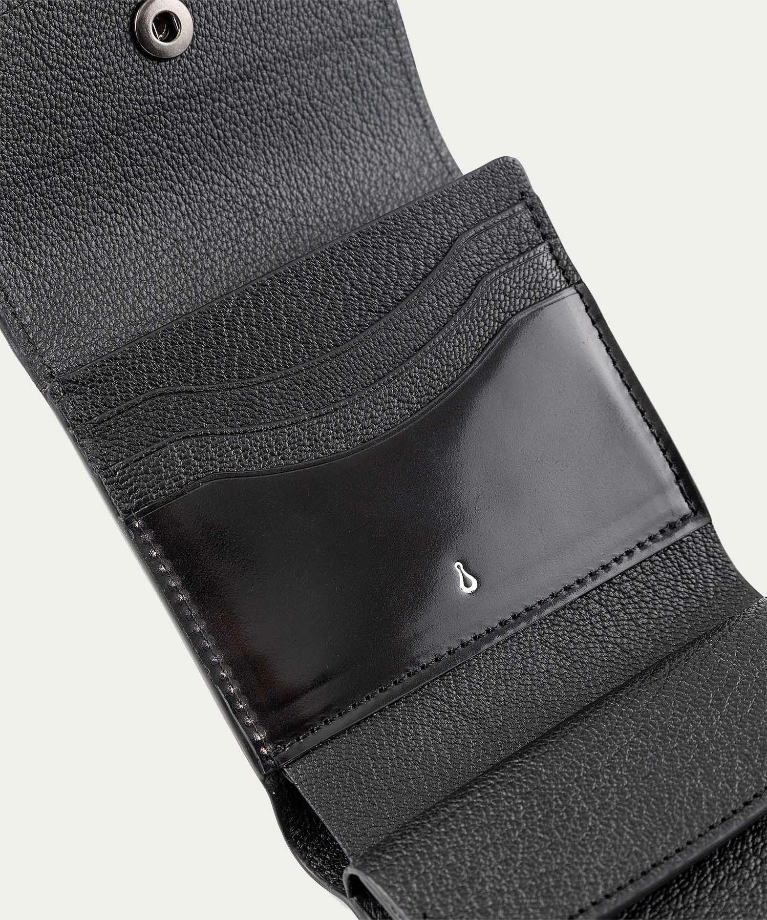 シェルコードバン 三つ折り財布 《Prior》 - Black - | ETiAM