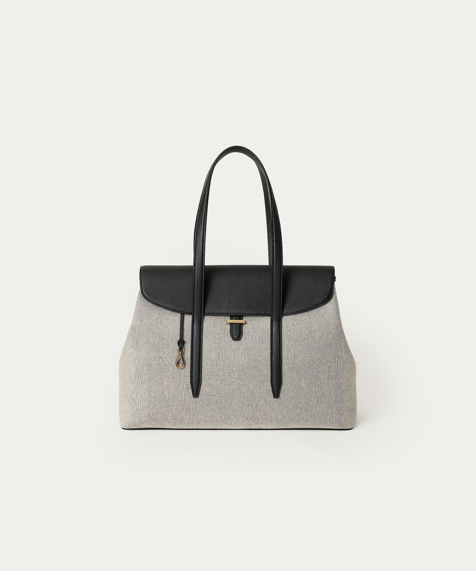 キャンバス フラップトートバッグ(L)《Embrace》 - Black - | ETiAM