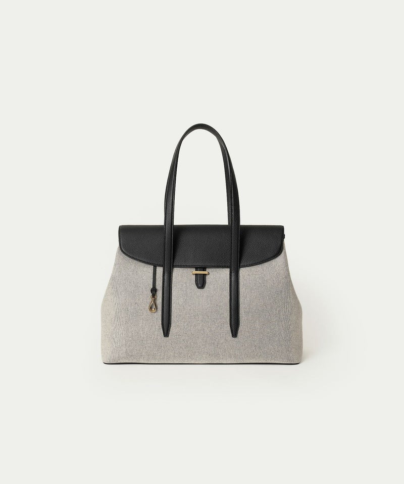 キャンバス フラップトートバッグ(L) Ver.2 《Embrace》 - Black × Black -