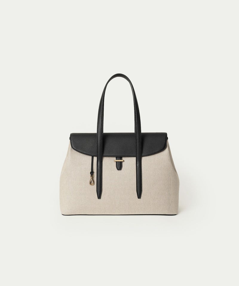 キャンバス フラップトートバッグ(L) Ver.2 《Embrace》 - Black -