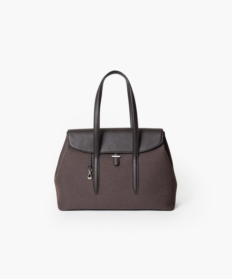 ツイル フラップトートバッグ（L）　《Embrace》 - Brown -